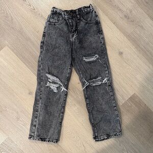SHEIN girls Relaxed Gray Distressed Jeans